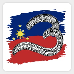 Philippine Flag Tribal line Art / Baybayin Letter O / U Magnet